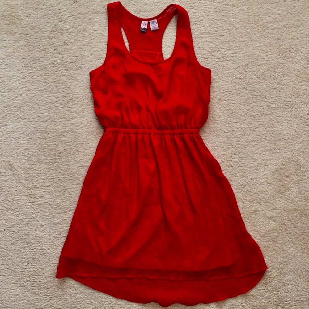 Red Flare Skirt Sleeveless Dress